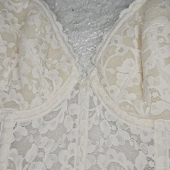 80s Frederick's of Hollywood Lace Sweetheart Boned Bodice Bustier Corset - Picture 3 of 9